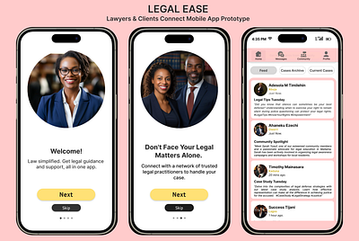 Legal Ease Mobile App UI/UX Mockup figma law legal messaging mockup prototyping ui user experience video call viral