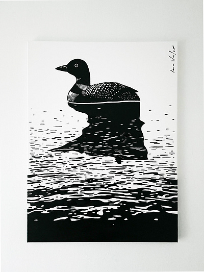 Loon State animal black and white loon minnesota painting
