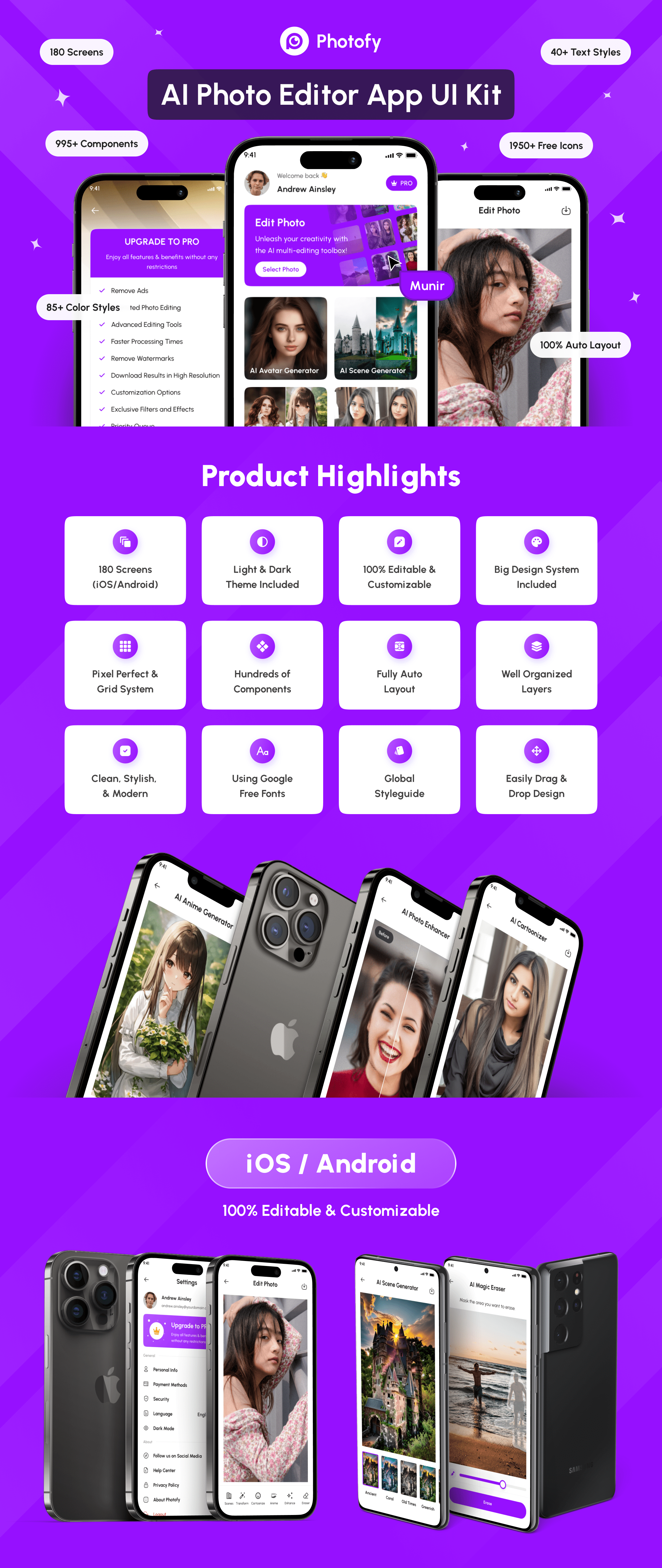 Example of Ai Photo Editor App UI Kit