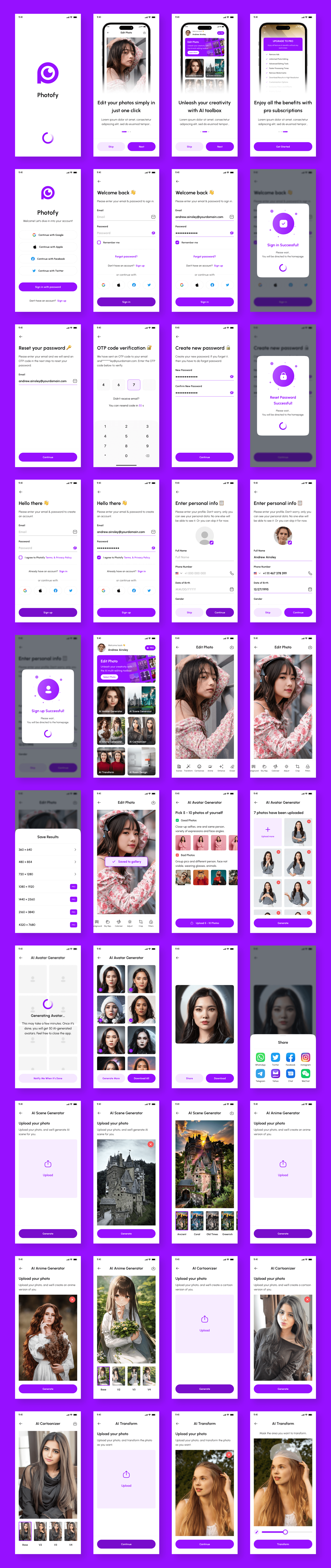 Example of Ai Photo Editor App UI Kit