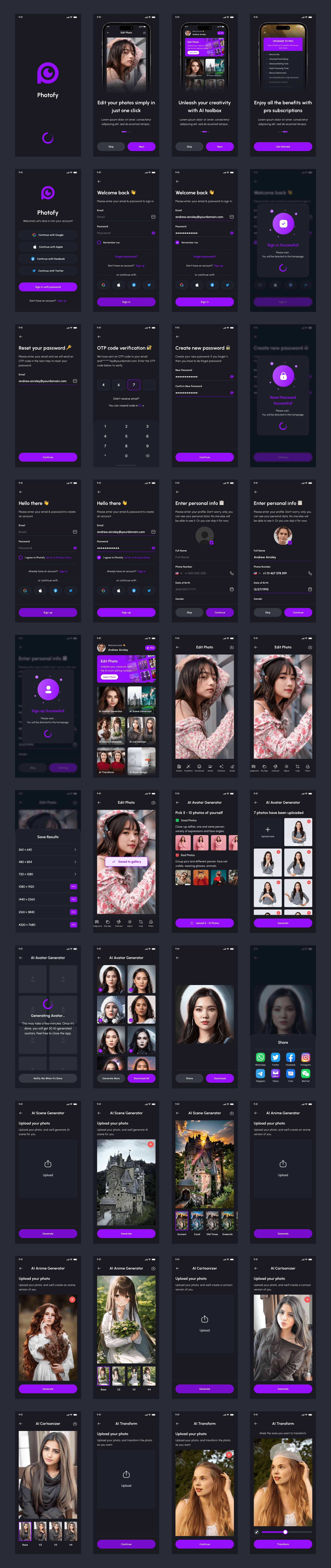 Example of Ai Photo Editor App UI Kit