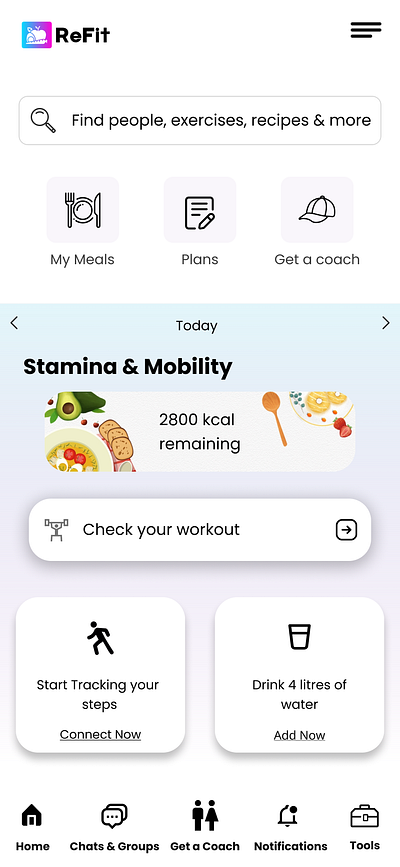 Design for a Mobile Nutrition Application ui