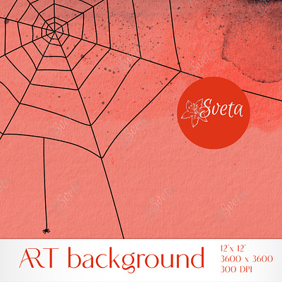 Cobweb with spider Art Background. Watercolor texture. art background digital papers fall clip art orange watercolor texture