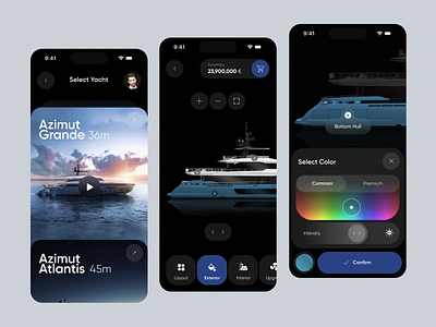 Azimut Yachts - Seamless Yacht Customizer App app b2b boat boating configuration configurator customization ios mobile product design saas sail sailboat ship software ui uxdesign watercraft yacht yachting