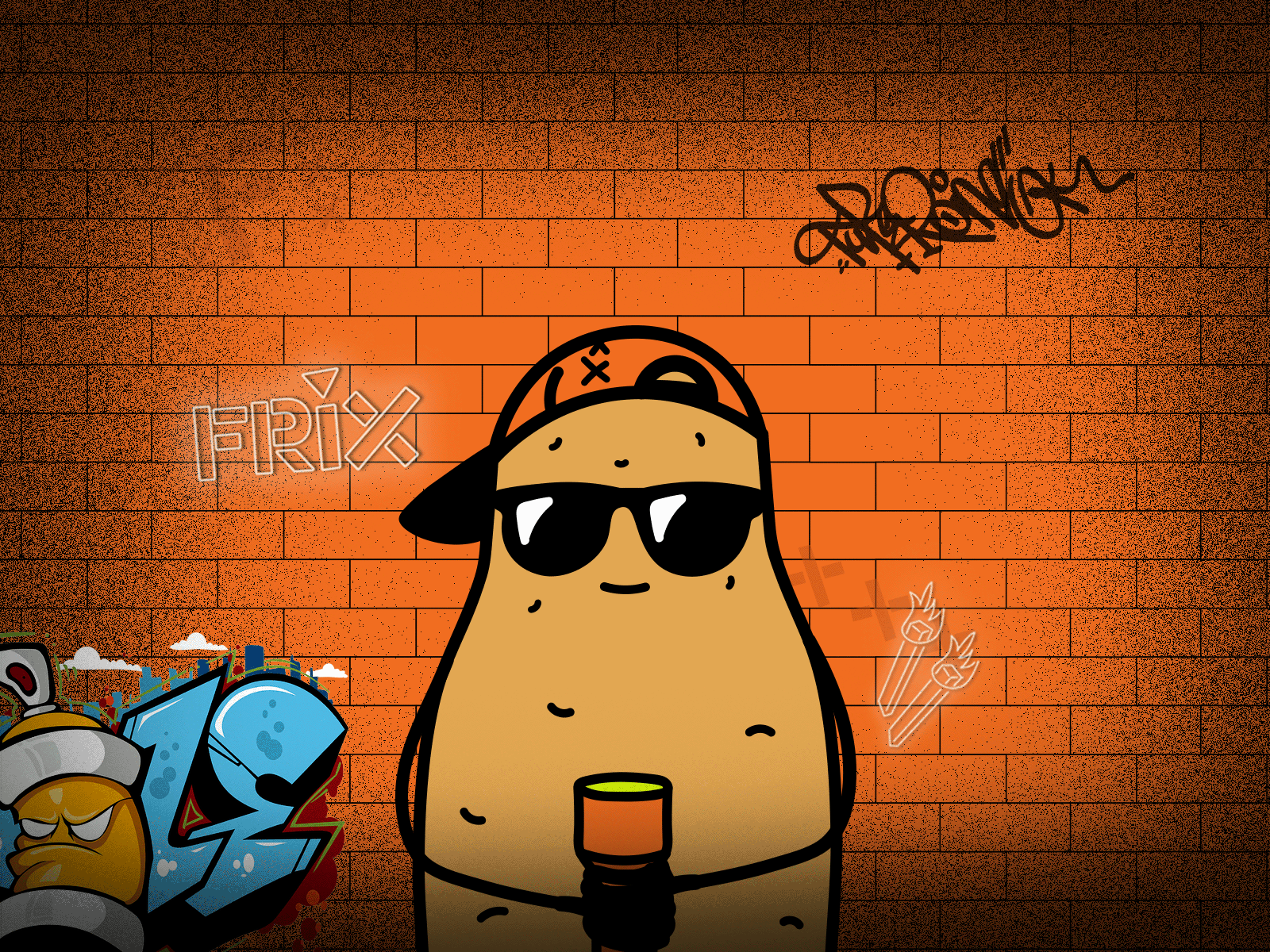 Frix Fritterie - Halloween animation art branding cool dark design flashlight fries graffiti graphic design halloween illustration patato vampire vector