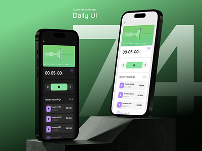 Daily UI #74 - Sound recorder app app dailyui dark design interface ios iphone light mobile mobile app record recorder simple sound sound recorder ui uiux ux voice voice recorder