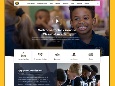 Early design concept for Jacksonville Classical Academy Rebuild academy education school webdesign website