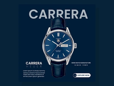 Carrera watch social poster. branding graphic design logo