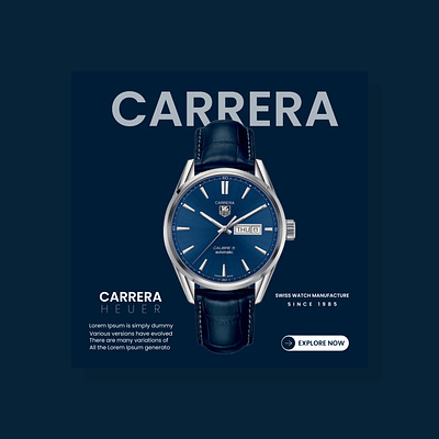 Carrera watch social poster. branding graphic design logo