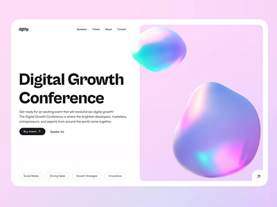 👩‍💻 Concept of Digital Growth Conference 3d animation design digital graphic design illustration interface landing landing page motion graphics purple simple spline spline animation ui ui design ux web web design