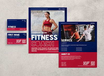 Fitness Coach Brand Identity Set branding business card coach exercise fitness flyer graphic design identity marketing personal trainer