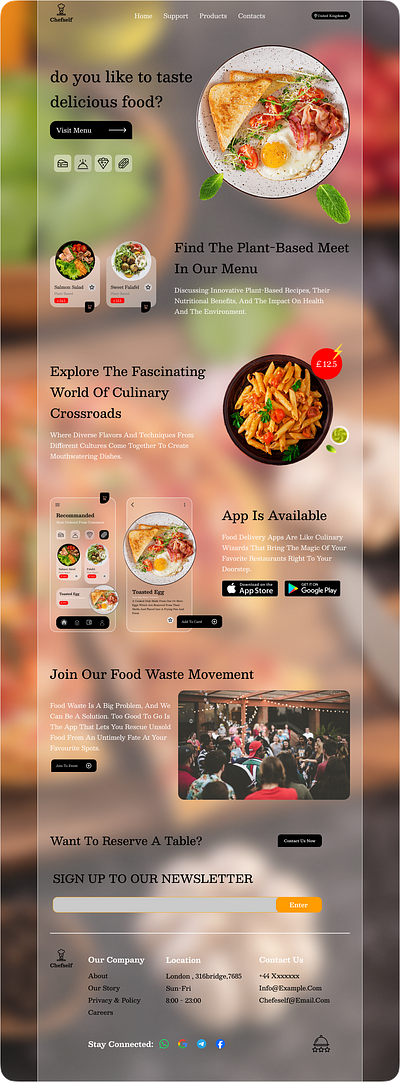 Food restaurant landing page UX-UI Design branding graphic design logo ui