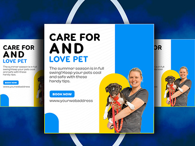 Social Media Love Pets Cares Web Banner Design banner design branding design facebook ad food banner graphic design illustration instagram banner pets care pets food pets health care product design social poster ui web banner