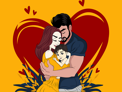 Father and mother with their children vector baby cartoon character cheerful child childhood colourful couple daughter family fathers day happy family illustration kid mother mothers day parent parenting portrait vector design