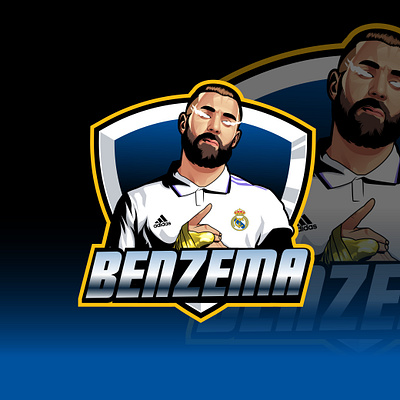 Esport logo of Karim Benzema art avatar benzema caricature cartoon design esport esport logo football graphic design illustration logo vector