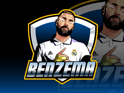 Esport logo of Karim Benzema art avatar benzema caricature cartoon design esport esport logo football graphic design illustration logo vector