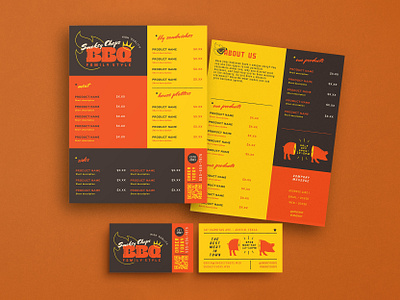 BBQ Restaurant Brand Identity Set barbecue bbq branding business card flame flyer graphic design identity marketing meat pig pork