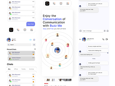 Buzz Me (Chat App) adobe application chat chat app creative desing thinking figma keyurdasani message messaging app new prototype redesign skype trending ui uidesign ux uxdesign whatapp