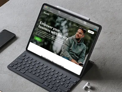 Servify - Landing page design agency booking color concept design green landing page light main page minimal product product page sleek typo ui ui design ux ux design web design web site