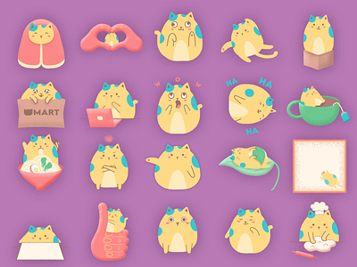 Cheddar the Chonky Cat | Stickers 2d app stickers cat cat animation cat stickers character animation character design cheddar chonky cat colorful cute cute cat design digital fat cat illustration message motion graphics silly stickers