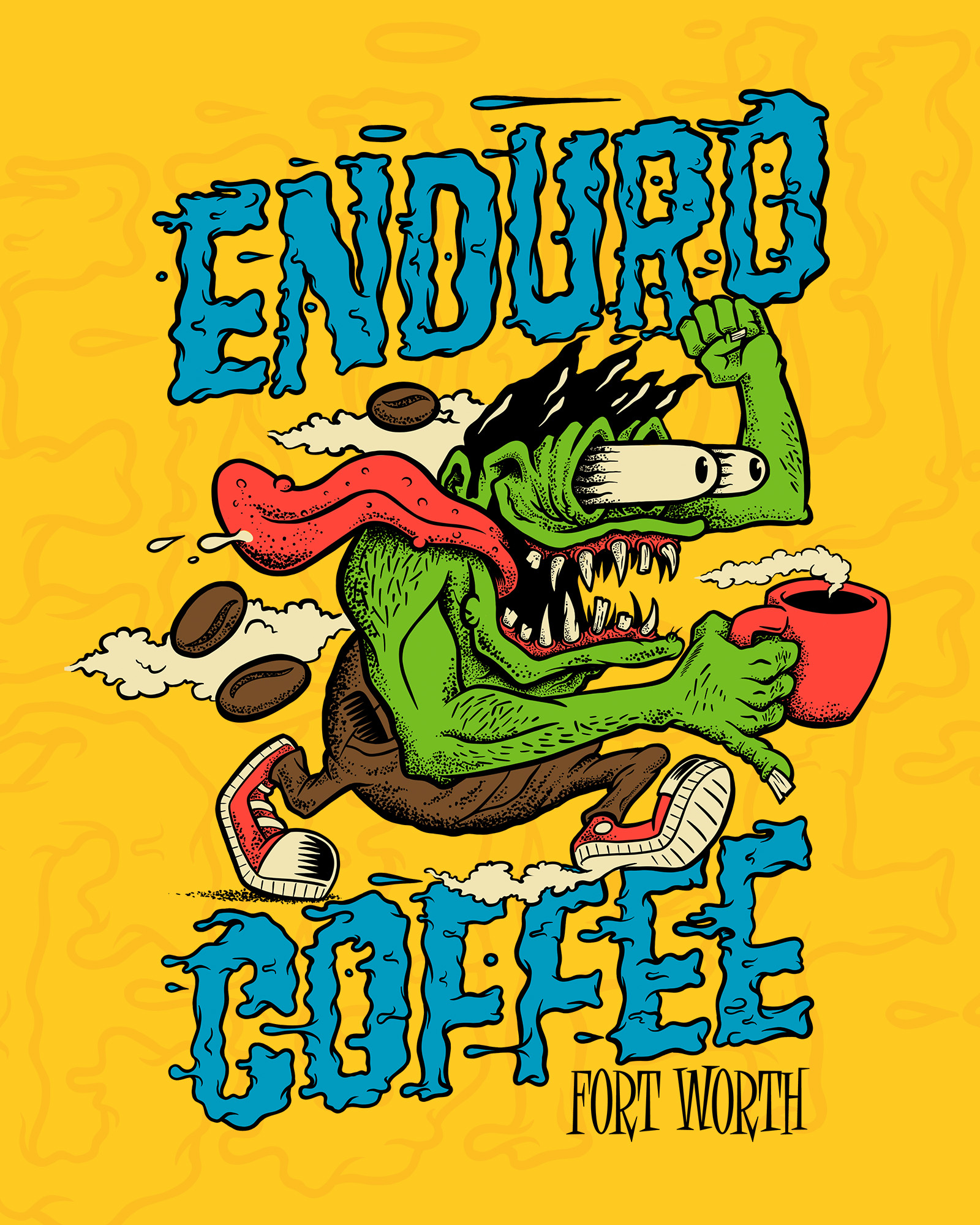 Enduro Coffee Illustration illustration lettering merch ratfink typography