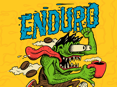 Enduro Coffee Illustration illustration lettering merch ratfink typography