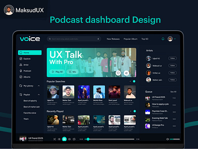 Podcast dashboard Design, Dashboard UI UX Design dashboard design interface design maksudux media website design podcast dashboard design product design saas design trendy dashboard design trendy ui design ui design ui ux ui ux design user experience design web app ui web application design