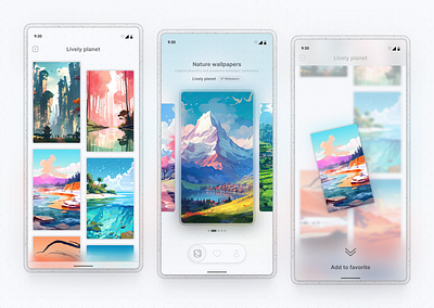 ✨Glass Wallpaper App Light Theme app app design design glassmorphism graphic design light theme mobile mobile app design ui wallpapers white