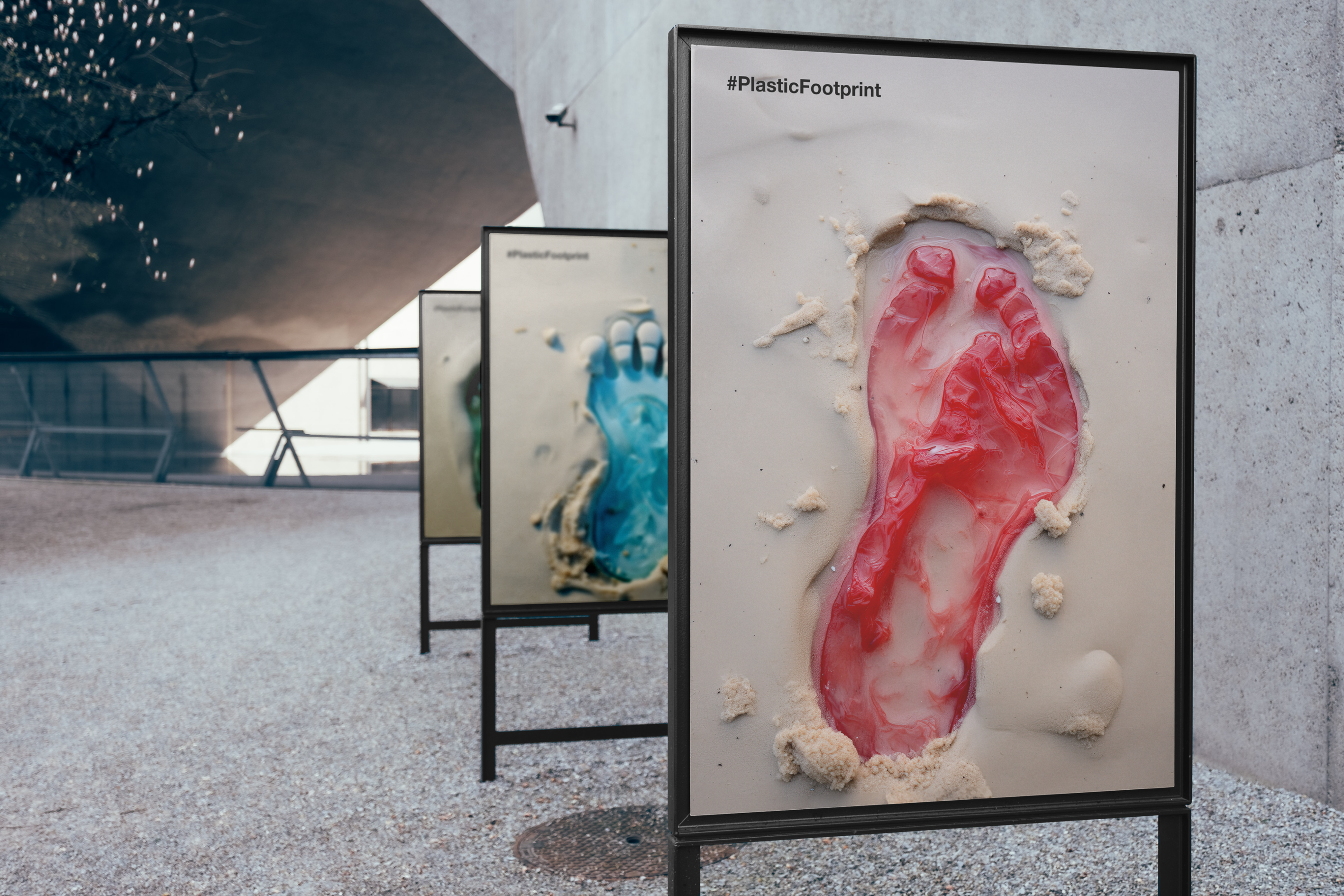 Plastic footprint art direction circular economy ecology microplastic nature ocean plastic plastic footprint plastic pollution poster recycling save oceans save planet sustainability sustainable