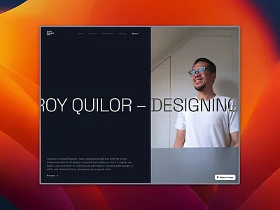 Design portfolio about page clean concept design design portfolio framer minimal portfolio simple typography ui