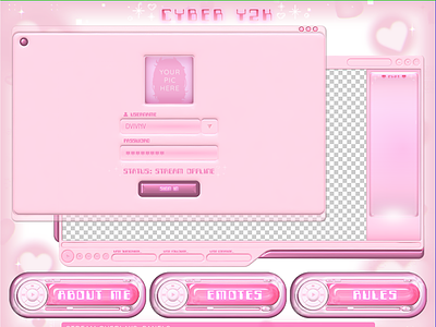 ✮🎧 "Cyber Y2K" Stream Overlays and panels 🎧✮ cute stream overlay stream stream graphics stream overlay twitch twitch design twitch graphics y2k y2k stream graphic y2k twitch overlay