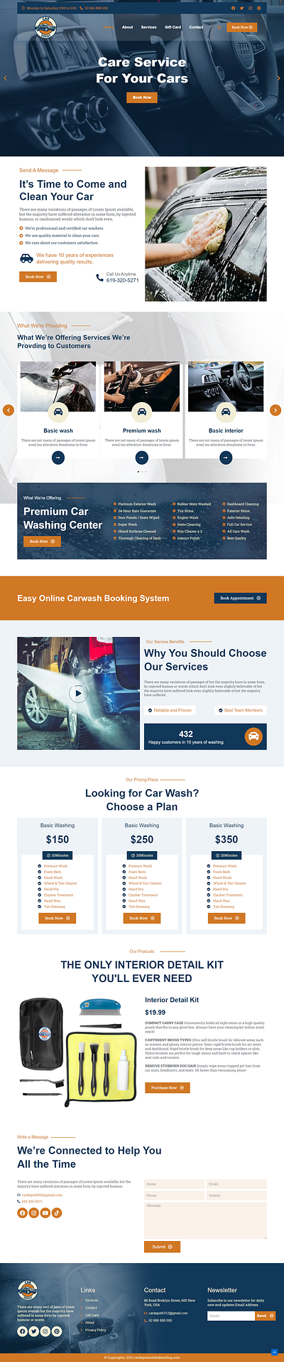 Card Wash Rental Booking Website With Bookly booking car design elementor front end design ui wash webdesign website wordpress