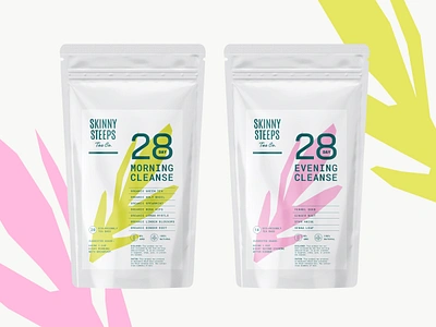 Skinny Steeps Logo&Label bag brand branding drink health herb illustration label leaf logo nature package packaging plant pouch skinny supplement tea