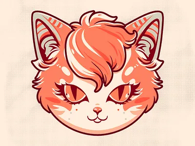 Cat moods - happy and nice cat cat portrait cute cat graphic design happy illustration kawaii art kitty nice orange cat pet portrait satisfied vector vector design vector drawing
