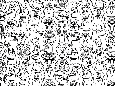 Dogs repeating pattern apparel character character design design dog dog character dog drawing dog illustration dogs flat illustration ink drawing pattern repeating pattern seamless pattern texture