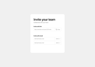 Team Invite Modal Concept