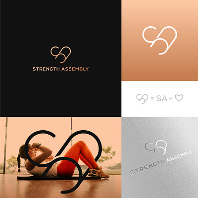 Strength Assembly branding classy design elegant feminine graphic design gym heart identity design logo logo designer logos monogram power professional strength vector
