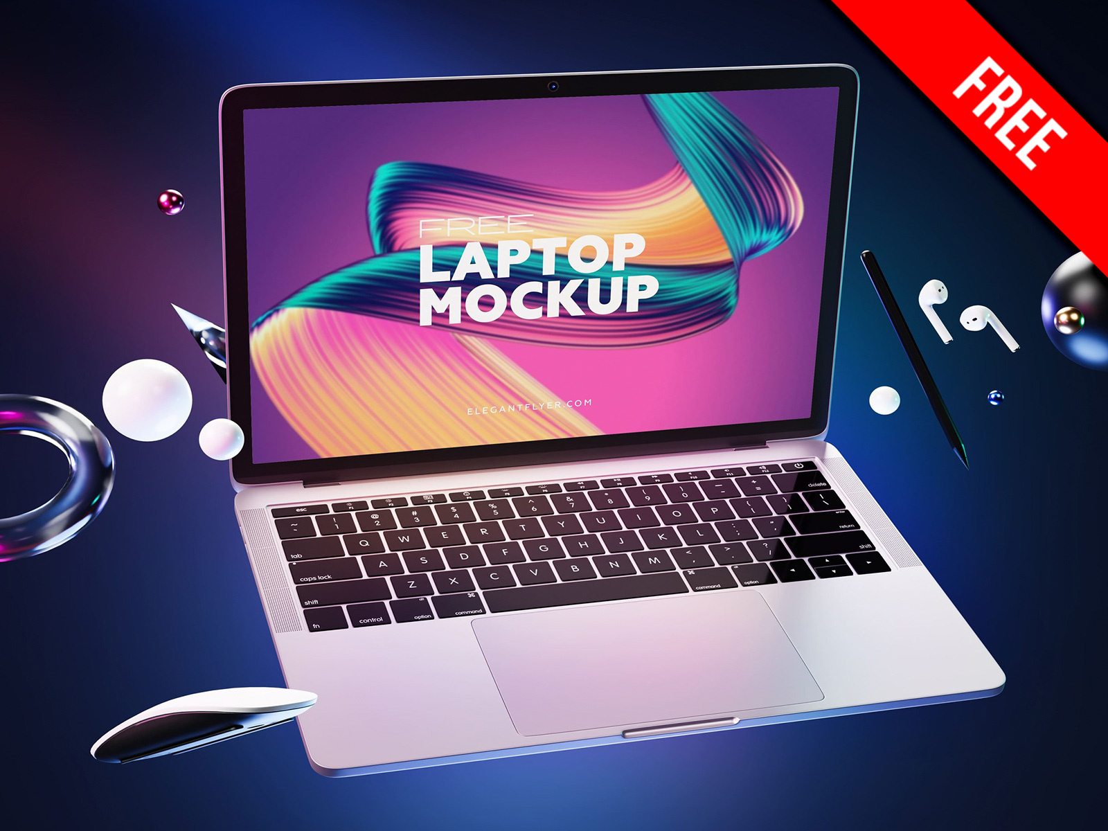 Pink Screen Laptop Mockup Free Download Photoshop Vec 1124