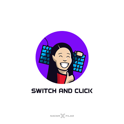Switch and Click branding cartoon cartoon logo click colorful design fun graphic design happy identity design keyboard logo logo fun logos tech technology vector vector art youtuber