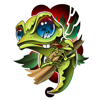 Smoking lizard design graphic design illustration л