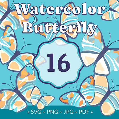 Watercolor Butterfly Bundle abstract illustration vector