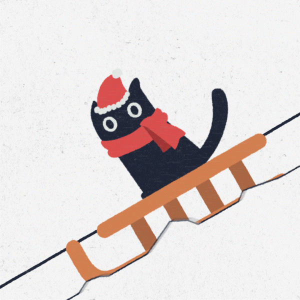 Great CAT slide 2d animation after effect animated cat cartoon cat illustration loop loop animation motion design motion graphics motiontober mountain slidding winter animation
