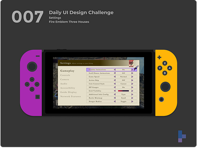 Daily UI 007 - Settings daily ui 007 daily ui 7 dailyui fire emblem fire emblem three houses nintendo nintendo switch settings ui video games visual design