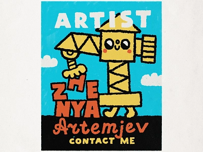 Zhenya Artemjev an Artist an artist construction contact me crane cute design designer doodle fun fun crane graphic design hoisting crane illustration japanese kawaii lettering typography zhenya artemjev