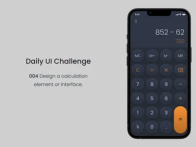 Daily UI Challenge | 004 | Calculation app calculator challenge dailyui darktheme mobile ui