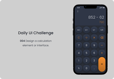 Daily UI Challenge | 004 | Calculation app calculator challenge dailyui darktheme mobile ui