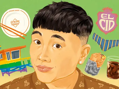 The Los Angeles Times - Sunday Funday with Joel Kim Booster actor comedy editorial ill illustration los angeles newspaper portrait sunday funday