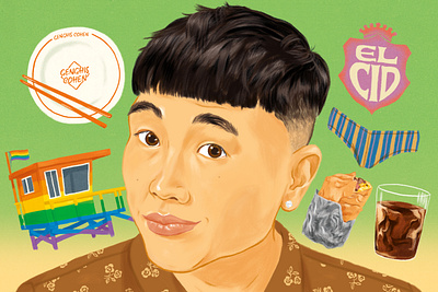 The Los Angeles Times - Sunday Funday with Joel Kim Booster actor comedy editorial ill illustration los angeles newspaper portrait sunday funday
