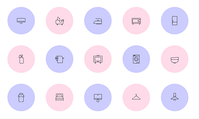 Household Icons 🏠 design graphic design iconography icons illustration rentals ui vector