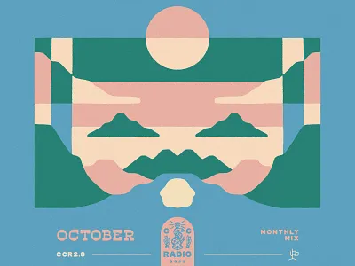 Monthly Mix: October album cover arizona art cosmic desertwave desert illustration lake landscape mexico monthly mix music playlist reflection saguaro spotify sun texas